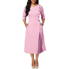 2020  latest style fashion African soild color plus size women office casual dress lady clothing